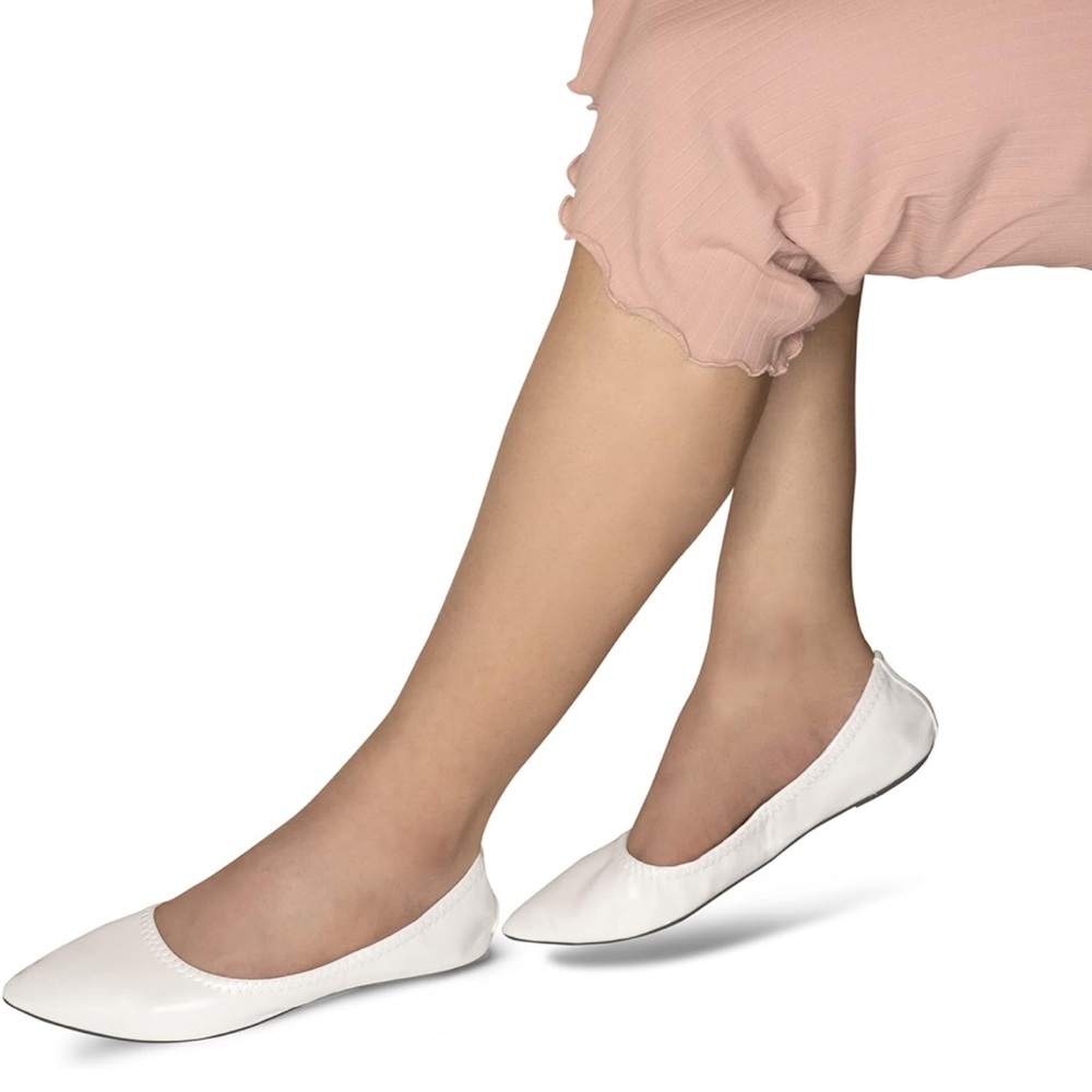 NWT Silky Toes Foldable Ballet Flats Shoes White Size 6 - Picture 4 of 12